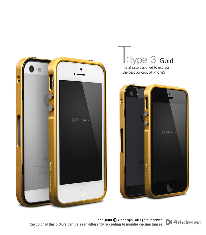 T-type3 Aluminum Case Gold for Apple iPhone 5 & 5S